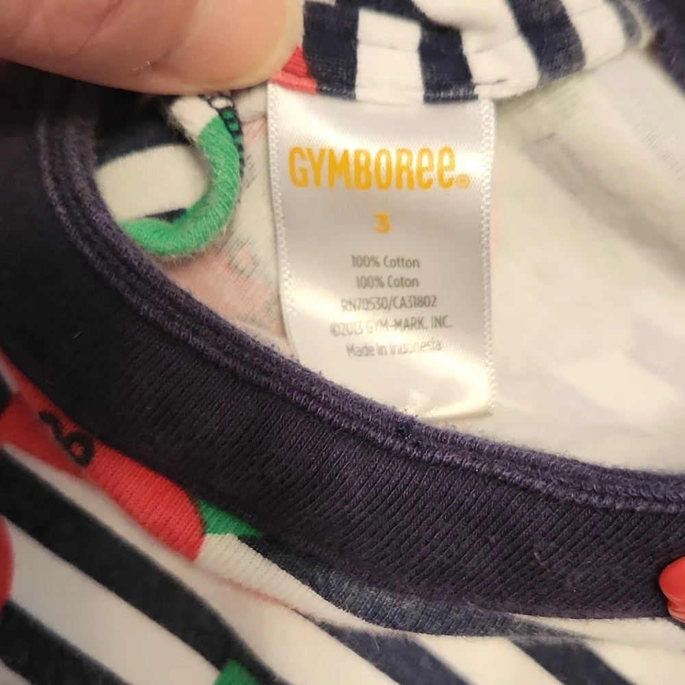 🍒Gymboree Girl's Short-Sleeved Dress Size 3 Red and Blue Striped